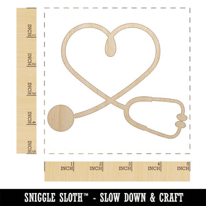 Nurse Doctor Heart Shaped Stethoscope Unfinished Wood Shape Piece Cutout for DIY Craft Projects