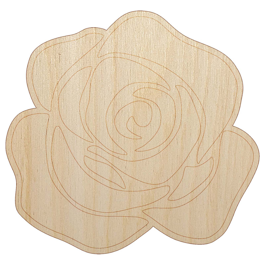 Rose Flower Solid Unfinished Wood Shape Piece Cutout for DIY Craft Projects