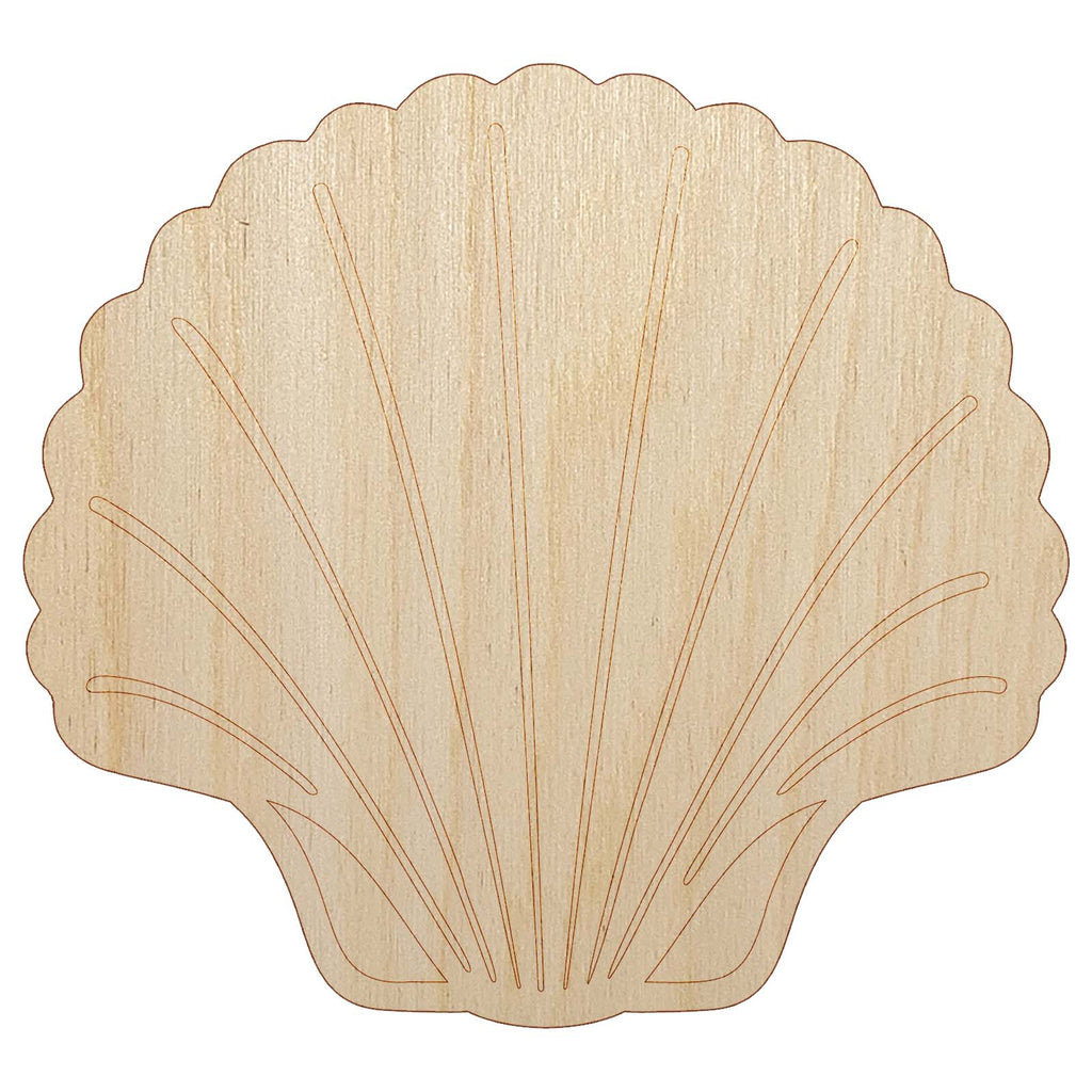 Scallop Seashell Beach Shell Unfinished Wood Shape Piece Cutout for DIY Craft Projects