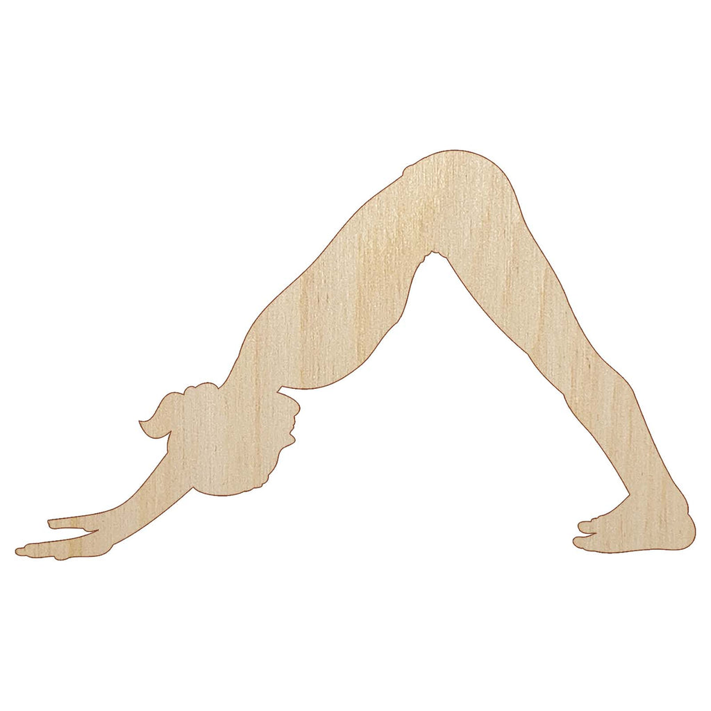 Yoga Downward Facing Dog Pose Unfinished Wood Shape Piece Cutout for DIY Craft Projects