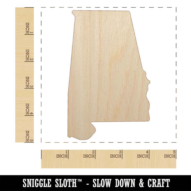 Alabama State Silhouette Unfinished Wood Shape Piece Cutout for DIY Craft Projects