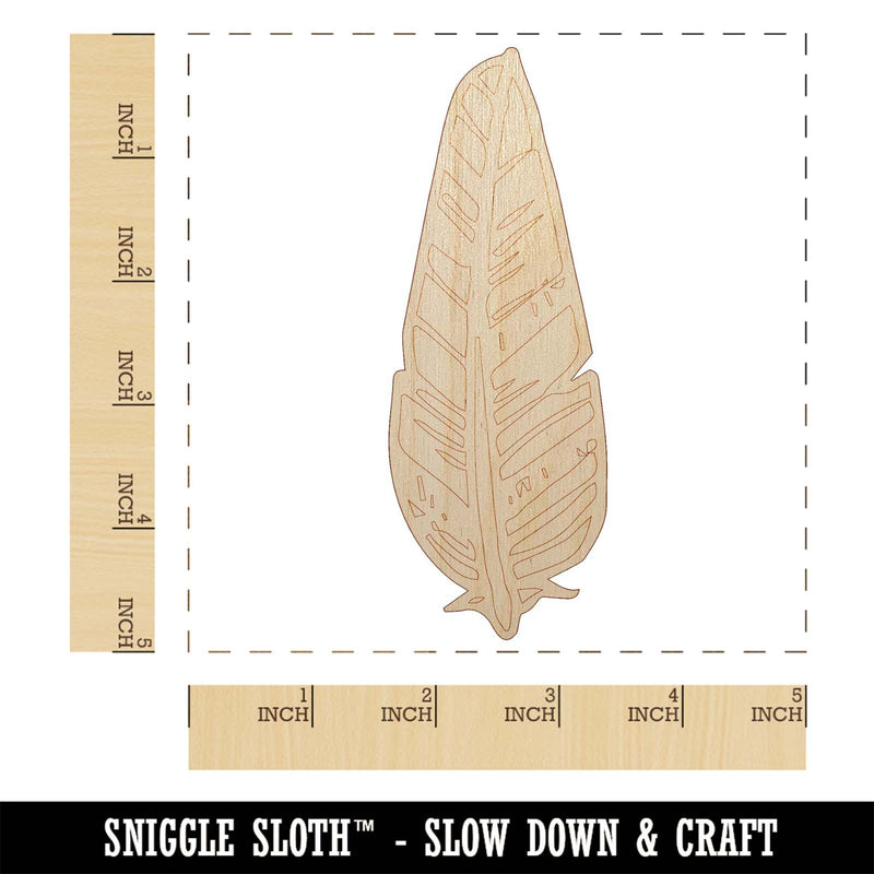 Hand Drawn Artsy Feather Unfinished Wood Shape Piece Cutout for DIY Craft Projects
