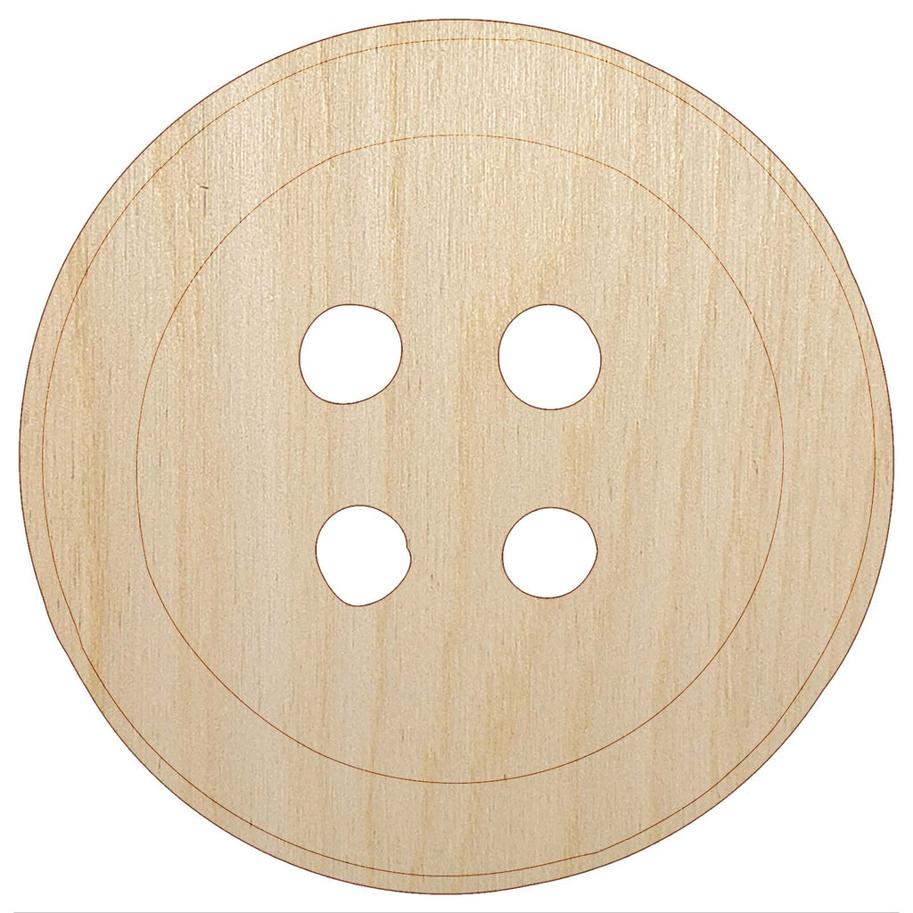 Hand Drawn Button Four Holes Sew Sewing Unfinished Wood Shape Piece Cutout for DIY Craft Projects