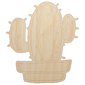 Hand Drawn Cactus Doodle Unfinished Wood Shape Piece Cutout for DIY Craft Projects