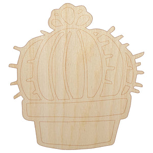 Hand Drawn Cactus With Flower Doodle Unfinished Wood Shape Piece Cutout for DIY Craft Projects