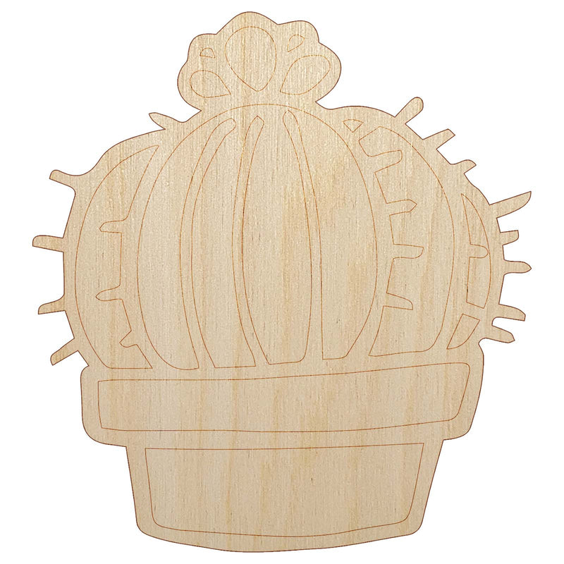 Hand Drawn Cactus With Flower Doodle Unfinished Wood Shape Piece Cutout for DIY Craft Projects
