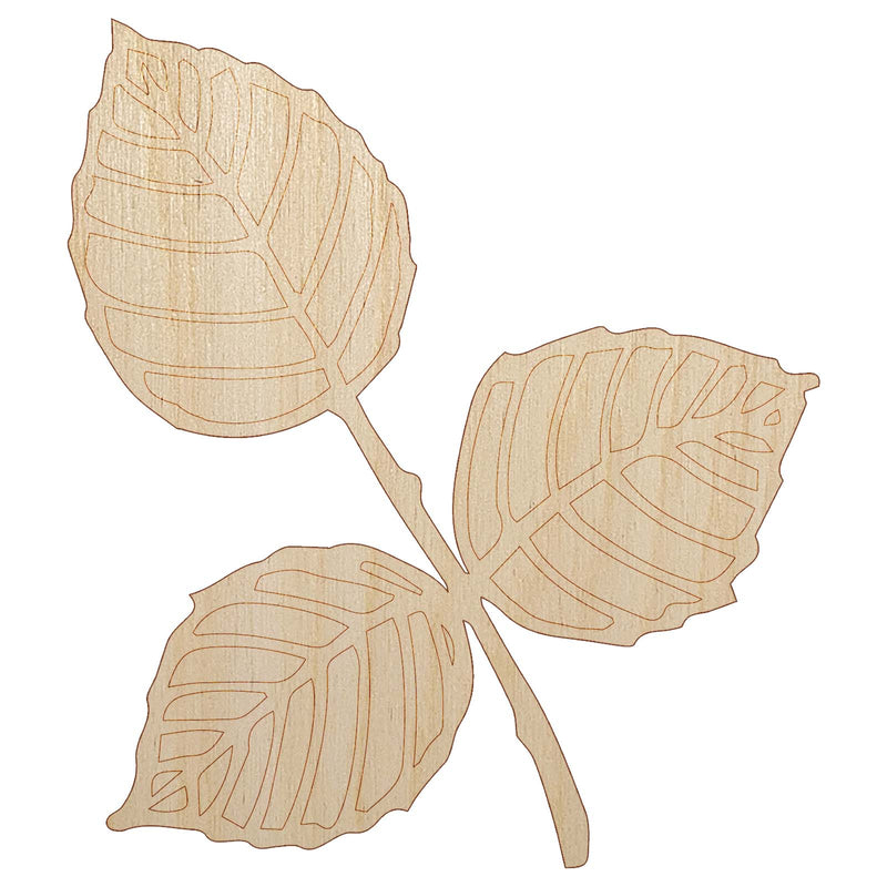 Hand Drawn Rose Leaves Doodle Unfinished Wood Shape Piece Cutout for DIY Craft Projects