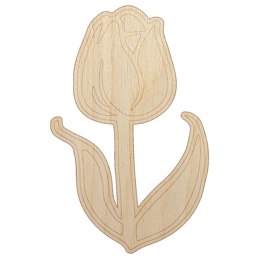 Hand Drawn Tulip Flower Doodle Unfinished Wood Shape Piece Cutout for DIY Craft Projects