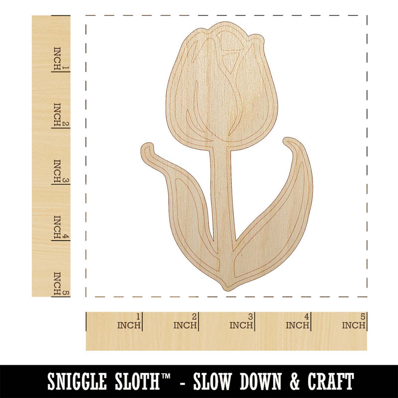 Hand Drawn Tulip Flower Doodle Unfinished Wood Shape Piece Cutout for DIY Craft Projects