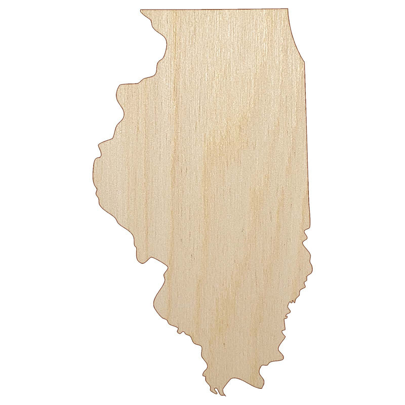 Illinois State Silhouette Unfinished Wood Shape Piece Cutout for DIY Craft Projects