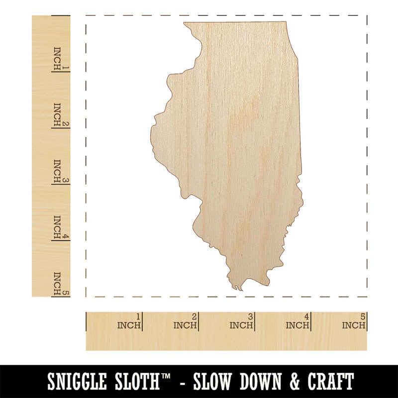 Illinois State Silhouette Unfinished Wood Shape Piece Cutout for DIY Craft Projects