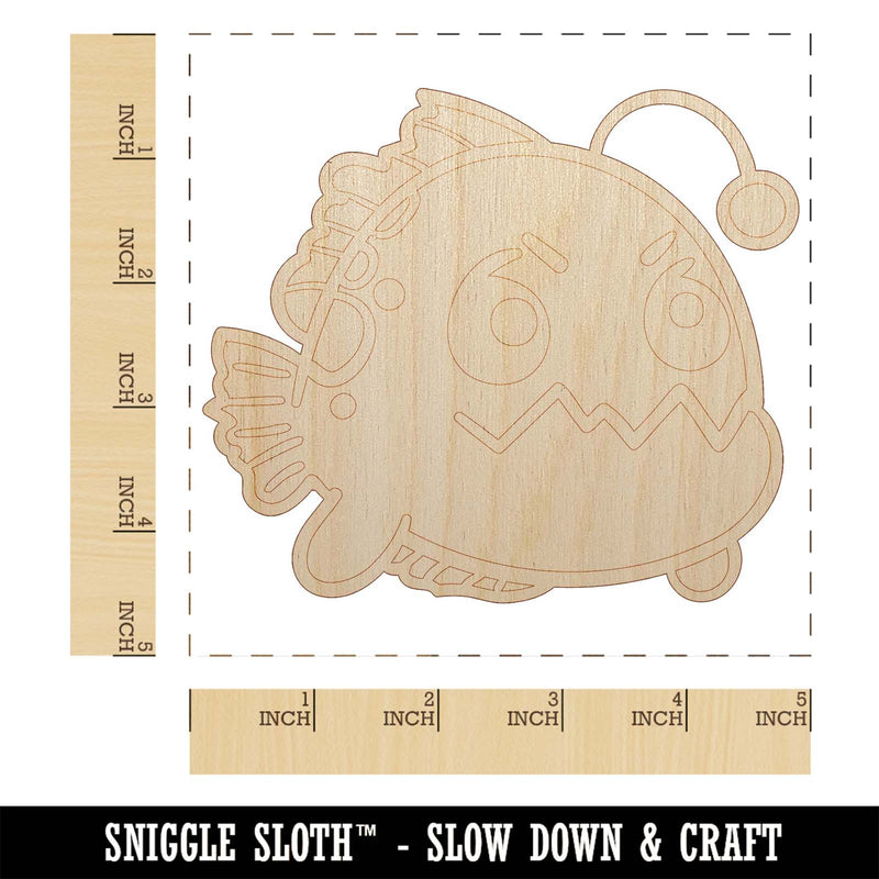 Kawaii Anglerfish Unfinished Wood Shape Piece Cutout for DIY Craft Projects