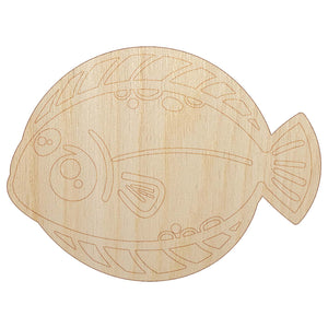 Kawaii Dab Fish Unfinished Wood Shape Piece Cutout for DIY Craft Projects