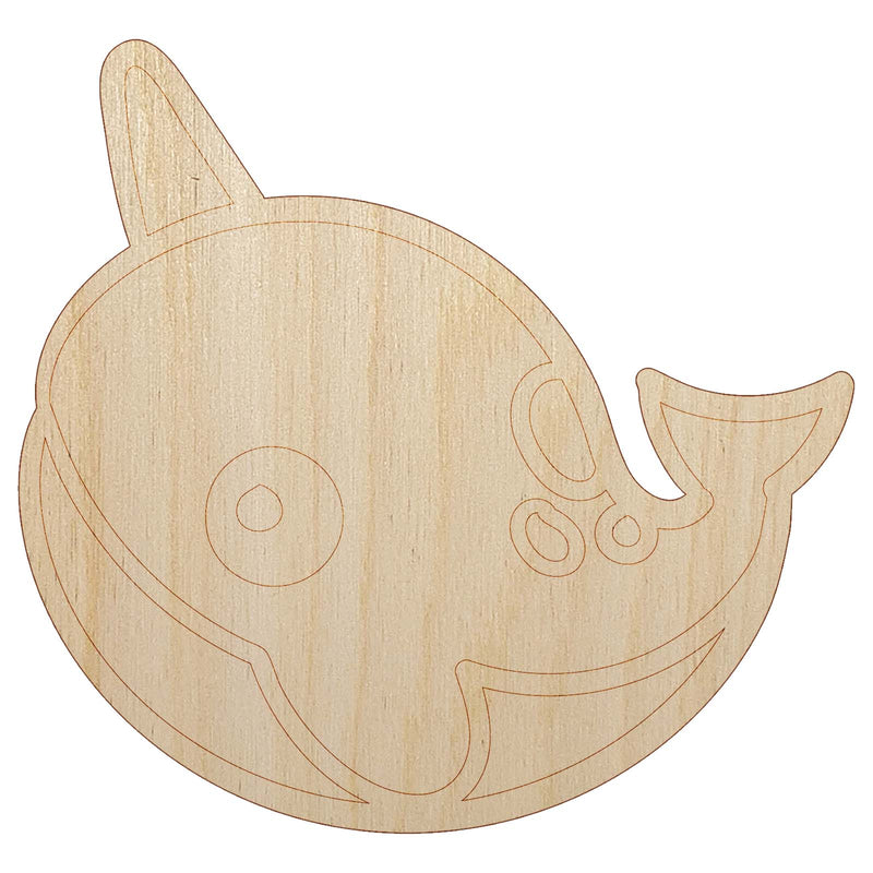 Kawaii Narwhal Unfinished Wood Shape Piece Cutout for DIY Craft Projects