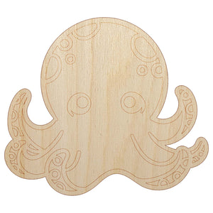 Kawaii Octopus Unfinished Wood Shape Piece Cutout for DIY Craft Projects