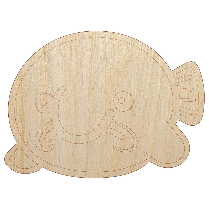 Kawaii Sad Blobfish Unfinished Wood Shape Piece Cutout for DIY Craft Projects