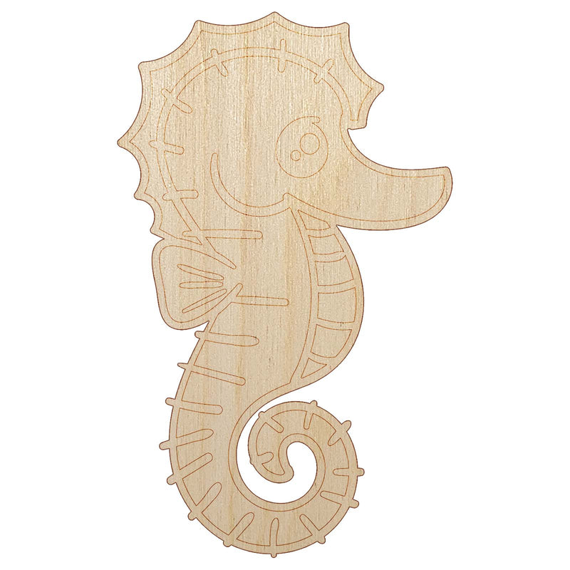 Kawaii Seahorse Unfinished Wood Shape Piece Cutout for DIY Craft Projects