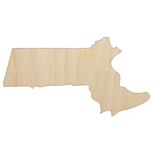 Massachusetts State Silhouette Unfinished Wood Shape Piece Cutout for DIY Craft Projects