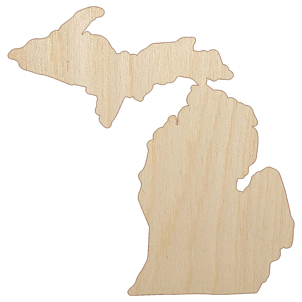 Michigan State Silhouette Unfinished Wood Shape Piece Cutout for DIY Craft Projects