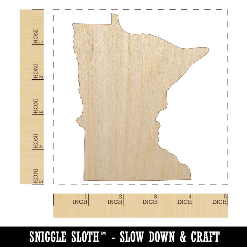 Minnesota State Silhouette Unfinished Wood Shape Piece Cutout for DIY Craft Projects