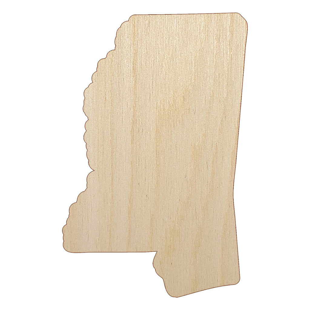 Mississippi State Silhouette Unfinished Wood Shape Piece Cutout for DIY Craft Projects