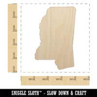 Mississippi State Silhouette Unfinished Wood Shape Piece Cutout for DIY Craft Projects