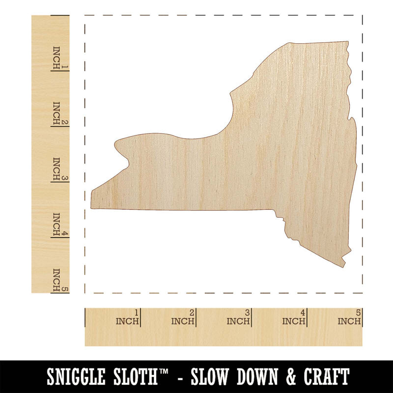 New York State Silhouette Unfinished Wood Shape Piece Cutout for DIY Craft Projects