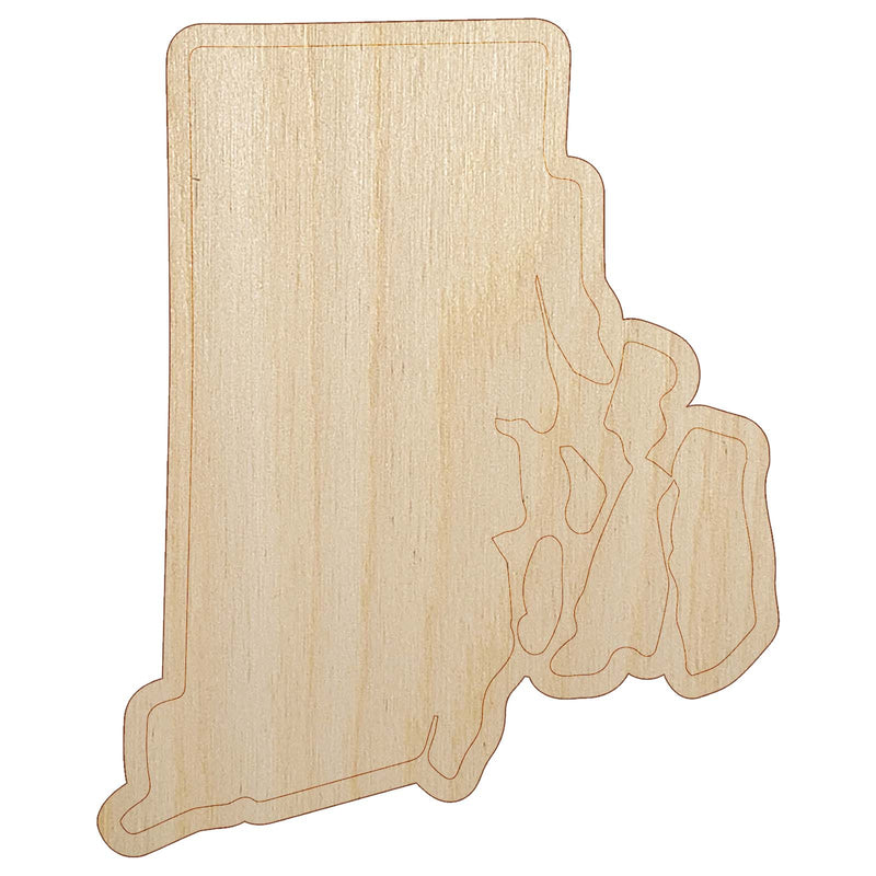 Rhode Island State Silhouette Unfinished Wood Shape Piece Cutout for DIY Craft Projects