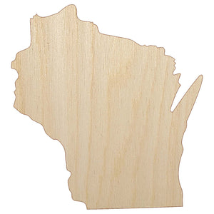 Wisconsin State Silhouette Unfinished Wood Shape Piece Cutout for DIY Craft Projects