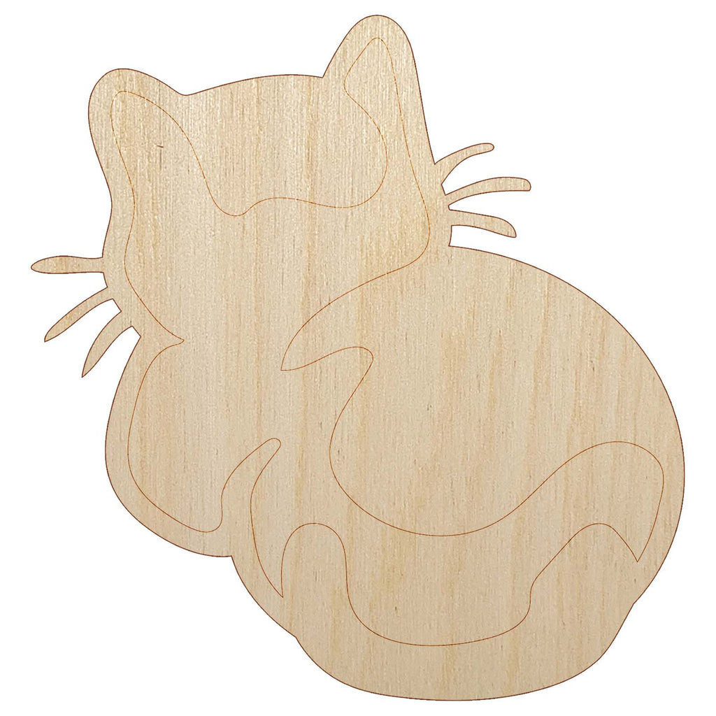 Cat Backside Unfinished Wood Shape Piece Cutout for DIY Craft Projects