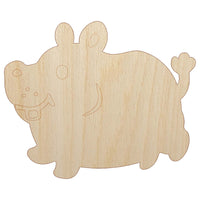 Chubby Round Hippo Hippopotamus Unfinished Wood Shape Piece Cutout for DIY Craft Projects