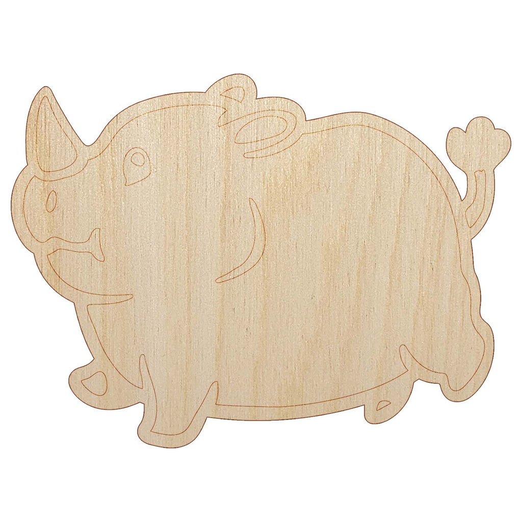 Chubby Round Rhino Unfinished Wood Shape Piece Cutout for DIY Craft Projects