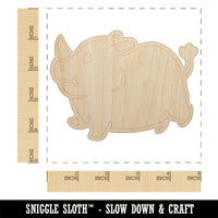 Chubby Round Rhino Unfinished Wood Shape Piece Cutout for DIY Craft Projects