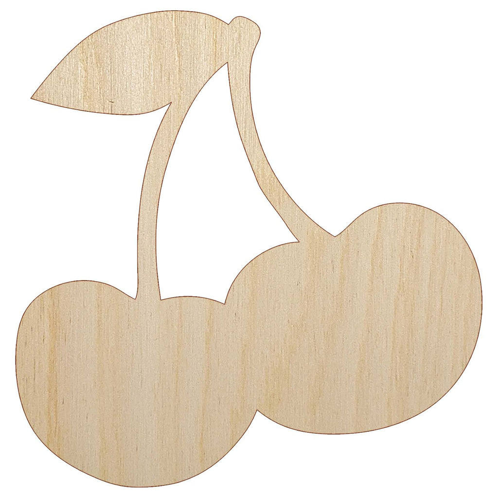 Couple of Shiny Cherry Fruits Cherries Unfinished Wood Shape Piece Cutout for DIY Craft Projects