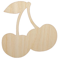 Couple of Shiny Cherry Fruits Cherries Unfinished Wood Shape Piece Cutout for DIY Craft Projects