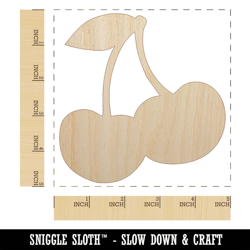 Couple of Shiny Cherry Fruits Cherries Unfinished Wood Shape Piece Cutout for DIY Craft Projects