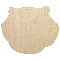 Cute and Fierce Tiger Head Unfinished Wood Shape Piece Cutout for DIY Craft Projects