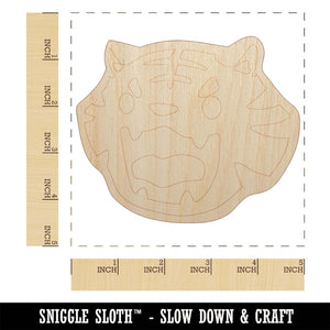 Cute and Fierce Tiger Head Unfinished Wood Shape Piece Cutout for DIY Craft Projects