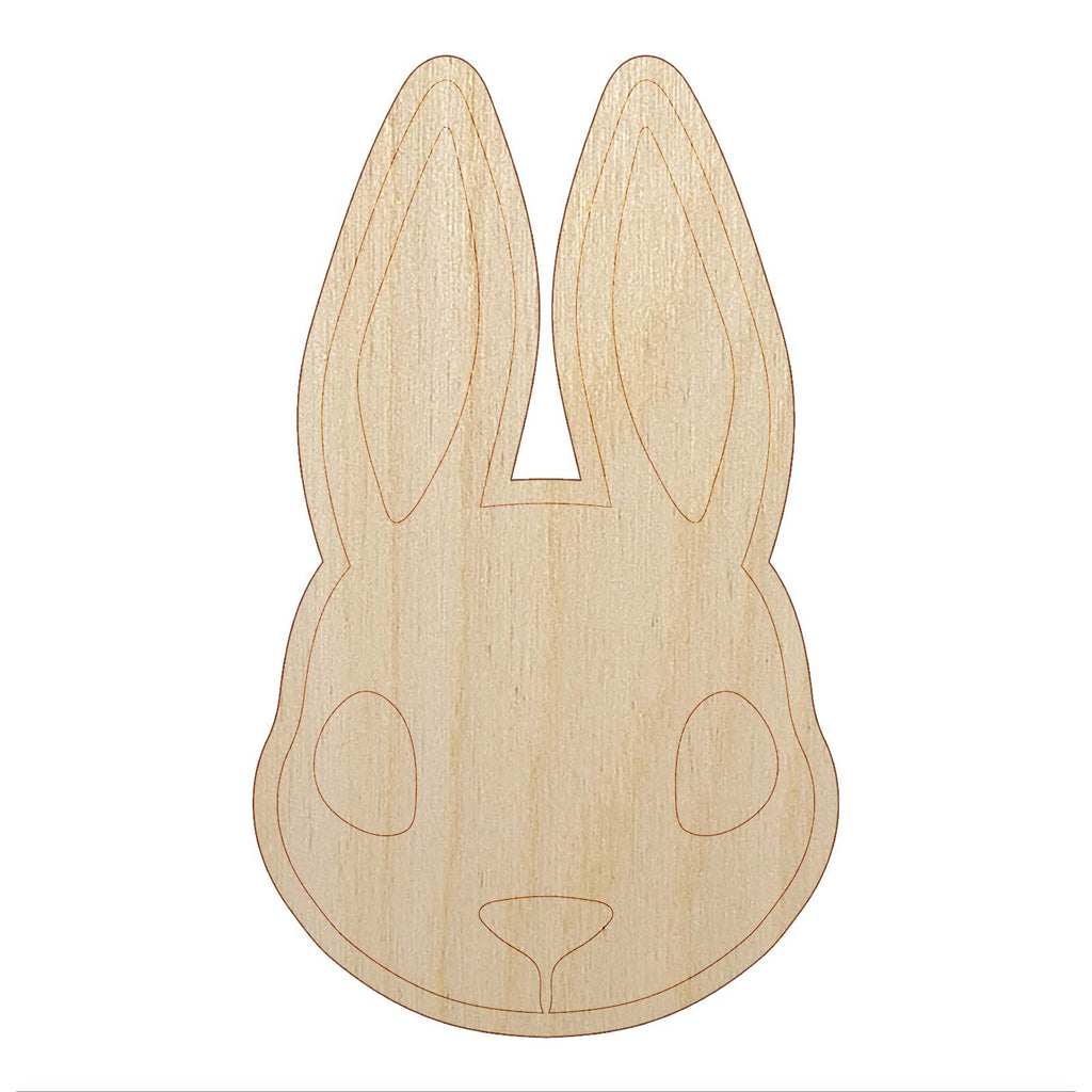 Cute Bunny Rabbit Head Unfinished Wood Shape Piece Cutout for DIY Craft Projects