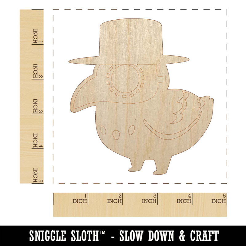 Cute Chibi Raven with Plague Doctor Mask Unfinished Wood Shape Piece Cutout for DIY Craft Projects