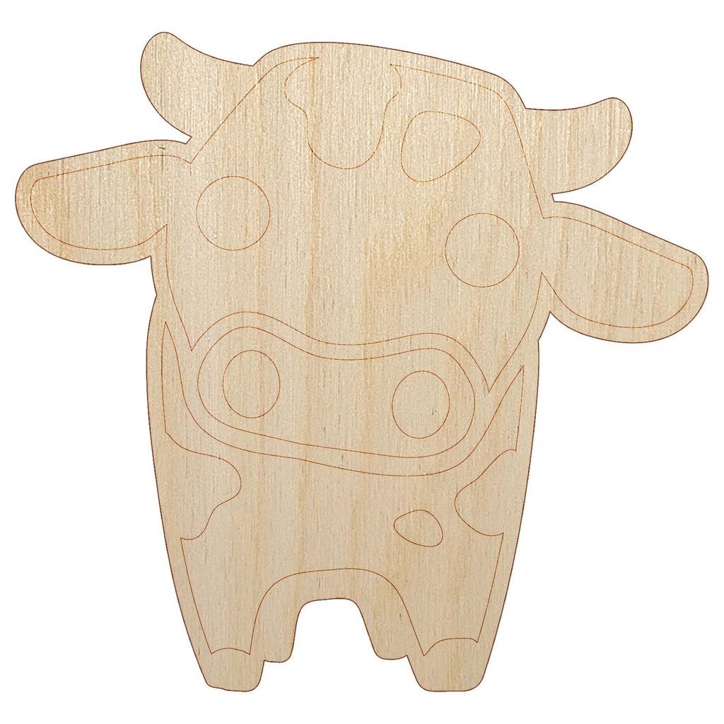 Cute Chibi Spotted Cow Unfinished Wood Shape Piece Cutout for DIY Craft Projects