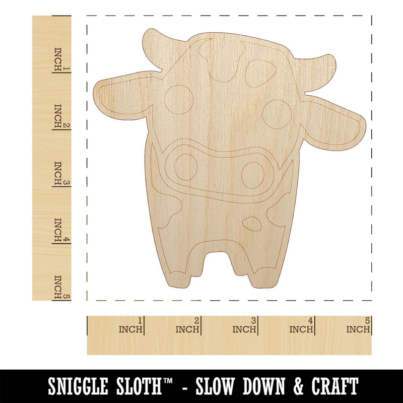 Cute Chibi Spotted Cow Unfinished Wood Shape Piece Cutout for DIY Craft Projects