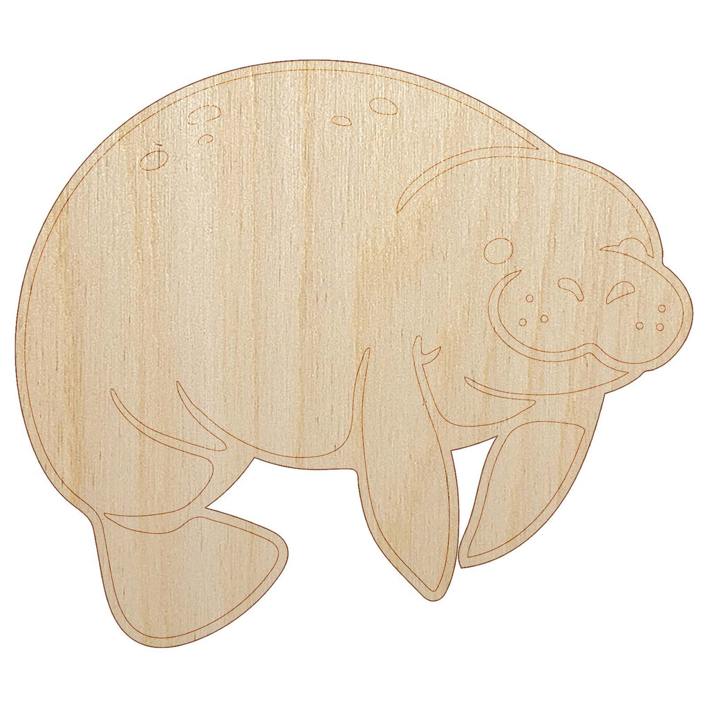 Cute Chubby Manatee Unfinished Wood Shape Piece Cutout for DIY Craft Projects