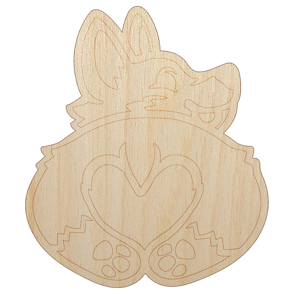 Cute Corgi with a Heart Butt Unfinished Wood Shape Piece Cutout for DIY Craft Projects