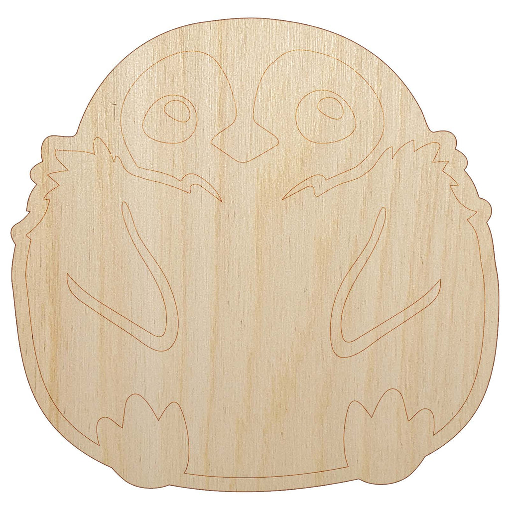 Cute Fluffy Baby Penguin Unfinished Wood Shape Piece Cutout for DIY Craft Projects