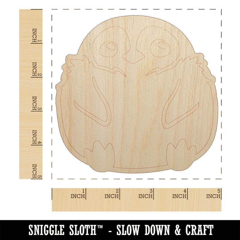 Cute Fluffy Baby Penguin Unfinished Wood Shape Piece Cutout for DIY Craft Projects
