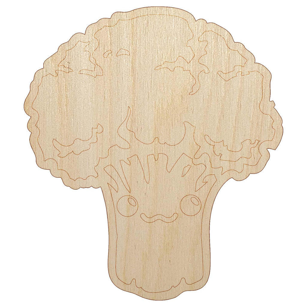 Cute Kawaii Broccoli Vegetable Unfinished Wood Shape Piece Cutout for DIY Craft Projects