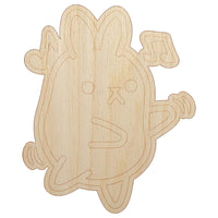 Cute Kawaii Bunny Rabbit Dancing to Music Unfinished Wood Shape Piece Cutout for DIY Craft Projects