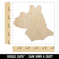 Cute Kawaii Bunny Rabbit Reading Studying for School Unfinished Wood Shape Piece Cutout for DIY Craft Projects