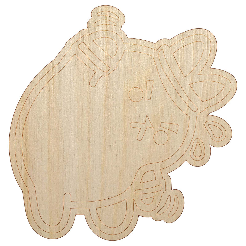 Cute Kawaii Bunny Rabbit Workout Exercise Unfinished Wood Shape Piece Cutout for DIY Craft Projects